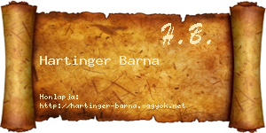 Hartinger Barna névjegykártya